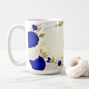 Königsblau-weiße Blume Goldmedaille botanische Hoc Kaffeetasse