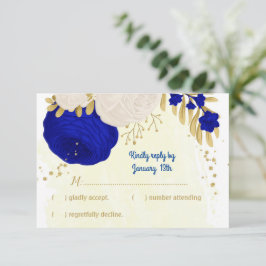 Königsblau-weiße Blume Goldmedaille botanische Hoc RSVP Karte