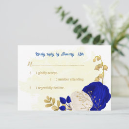 Königsblau-weiße Blume Goldmedaille botanische Hoc RSVP Karte