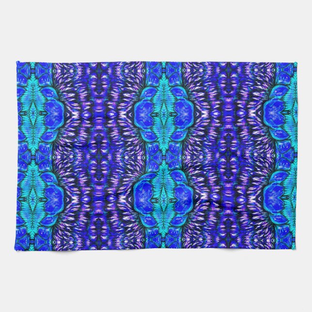 Königsblauaqua Hippie tiedye Wolldeckemuster Geschirrtuch (Horizontal)