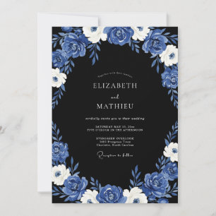 Königsblaue dramatische Abendhochzeit Einladung