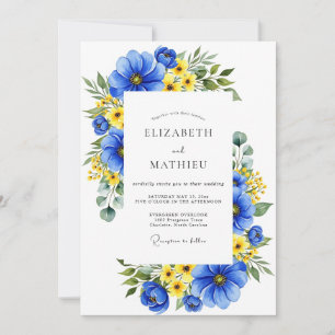 Königsblaue Florale Hochzeit auf einer Wiese Einladung