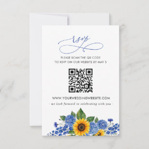 Königsblaue florale Sonnenblumen moderne Hochzeit RSVP Karte