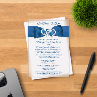 Königsblaue, graue Liebesherzen-Hochzeitseinladung Acryleinladungen