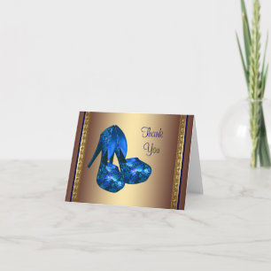 Königsblaue High Heel Schuhe Blau Gold Danke Karte