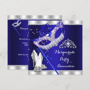 Königsblaue Maskerade Quinceanera-Party-Masken Abs Einladung