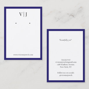 Königsblaue Monogramm-Schmuck-Ohrhänger-Displaykar Visitenkarte