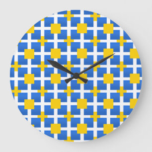 Königsblaue Quadrate Große Wanduhr