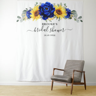 Königsblaue Rustikale Sonnenblume Moderne Hochzeit Wandteppich