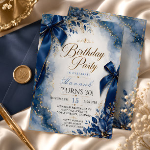 Königsblaue Schleife 30. Geburtstag Einladung