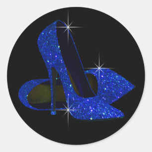 Königsblaue silberne High Heel-Aufkleber Runder Aufkleber