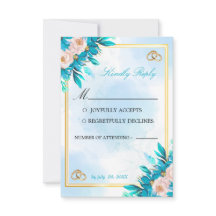 Königsblaue und goldene Hochzeits-RSVP-Karte