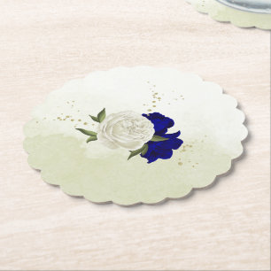 königsblaue und weiße Blumen Hochzeit Untersetzer