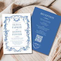 Königsblaue viktorianische Hochzeit mit QR-Code in