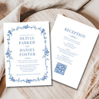 Königsblaue viktorianische QR-Code-Hochzeit Alles