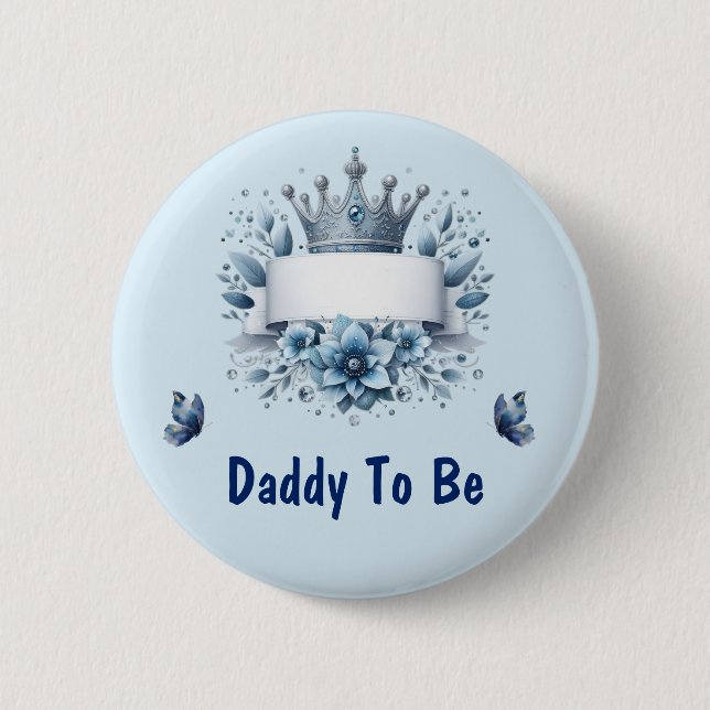 Königsblauer Kleiner Prinz Daddy To Be Knopf Button (Vorderseite)