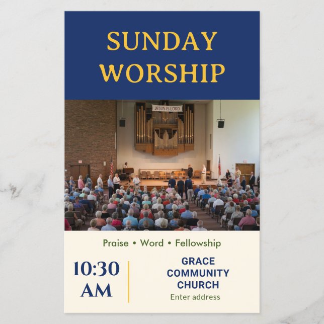 Königsblauer moderner Gottesdienst der Kirche am S Flyer (Vorne)