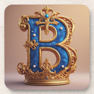 Königsblaues Buchstaben-B-Monogramm Getränkeuntersetzer