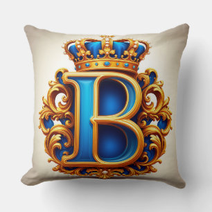 Königsblaues Buchstaben-B-Monogramm Kissen