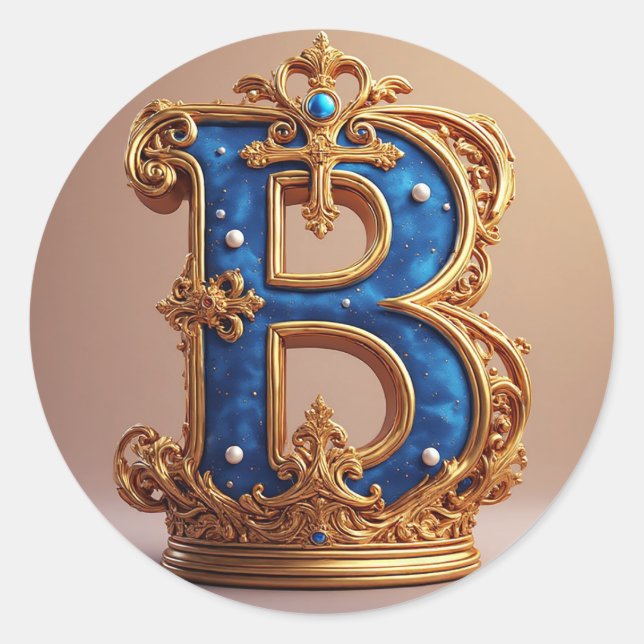 Königsblaues Buchstaben-B-Monogramm Runder Aufkleber (Vorderseite)