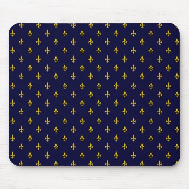 Königsblaues Fleur De Lis Muster Mousepad (Vorne)