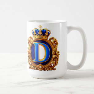 Königsblaues Monogramm Buchstabe D Kaffeetasse