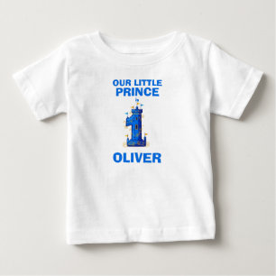 Königsblaues Schloss Erster Geburtstag Baby T-shirt
