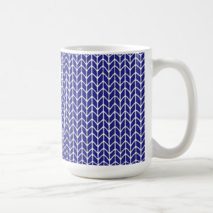 KÖNIGSBLAUES STRICKMUSTER Hohes weißes Trinkgefäß Kaffeetasse