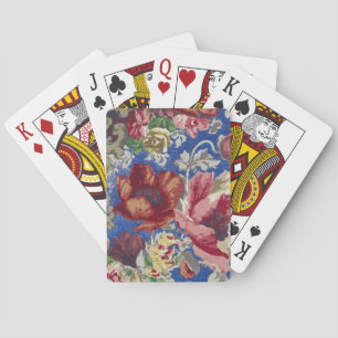 Königsblaues viktorianisches Rosen-Ornamentmuster Spielkarten