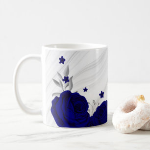Königsblumen silberne Blätter aus Marmor Kaffeetasse