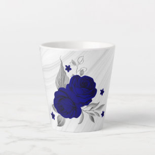 Königsblumen silberne Blätter aus Marmor Milchtasse
