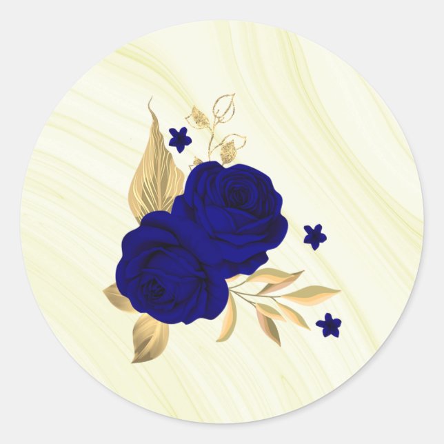 Königsblüten, goldene Blätter aus Marmor Runder Aufkleber (Vorderseite)