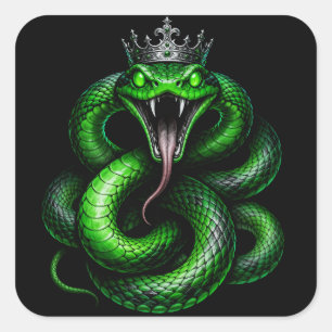 Königskobra-Kronen-Aufkleber Quadratischer Aufkleber