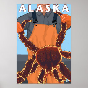 Königskrabbe und Fischer Vintage-Reiseposter Poster