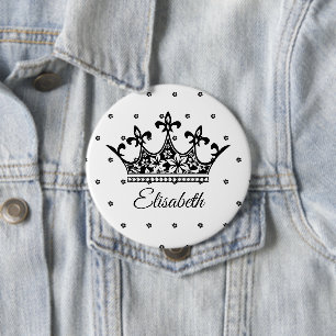 Königskrone Blumengebirge Schwarz-weiß schön Vinta Button