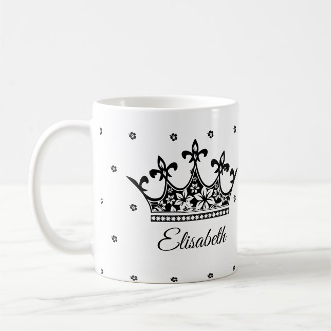 Königskrone Blumengebirge Schwarz-weiß schön Vinta Kaffeetasse (Links)