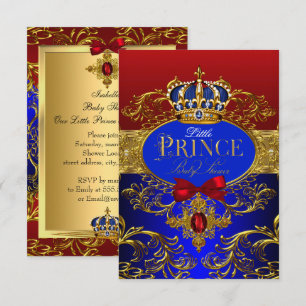 Königskrone Rot & Blau kleiner Prinz Baby Shower Einladung
