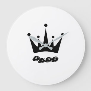 Königskronendesign Acrylwand Graue Hände Dekor Große Wanduhr