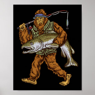 Königslachs-Angeln Forellenjagd Bigfoot Fischer Poster