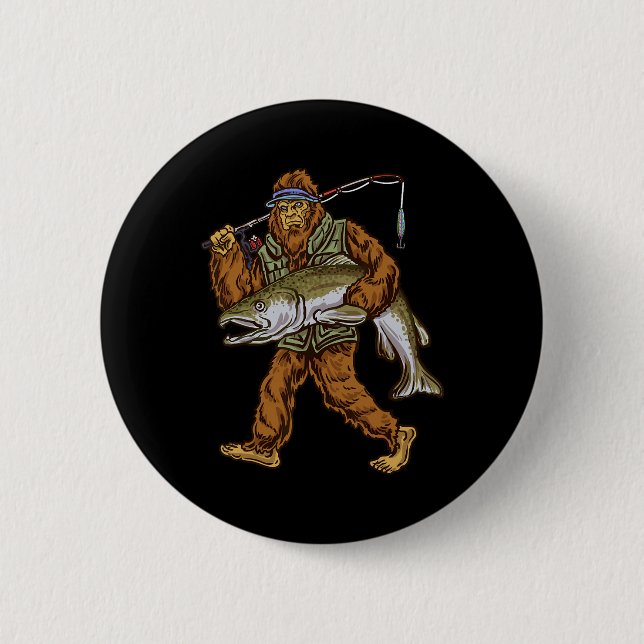 Königslachsangeln Forellenjagd Bigfoot Fischer Button (Vorderseite)