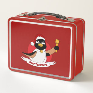 Königspinguin-Weihnachtscartoon Metall Brotdose