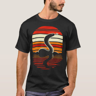 Königsschlange Sonnenuntergang Retro-Stil Safari V T-Shirt