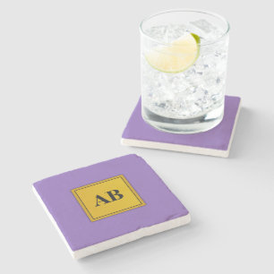 Königsviolette Einzelfarbe mit Monogramm Steinuntersetzer