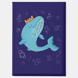 Königswal mit Krone   Whimsical Ocean Folk Art  Magnet