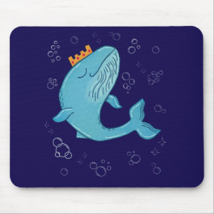 Königswal mit Krone Whimsical Ocean Folk Art Mousepad