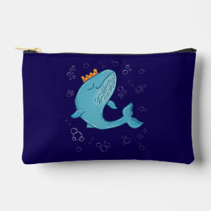 Königswal mit Krone Whimsical Ocean Folk Art Zubehörtasche