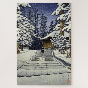 Konjikido im Schnee Hiraizumi Kawase Hasui 