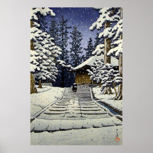 Konjikido im Schnee Hiraizumi Kawase Hasui Poster