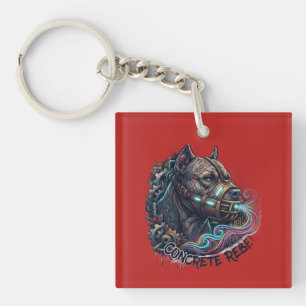 Konkretes Rebellen-Pitbull-Graffiti-T-Shirt Schlüsselanhänger