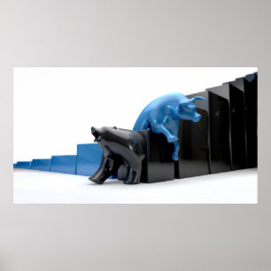 Konkurrierende Stier u. Bär Econonomic Trends Poster